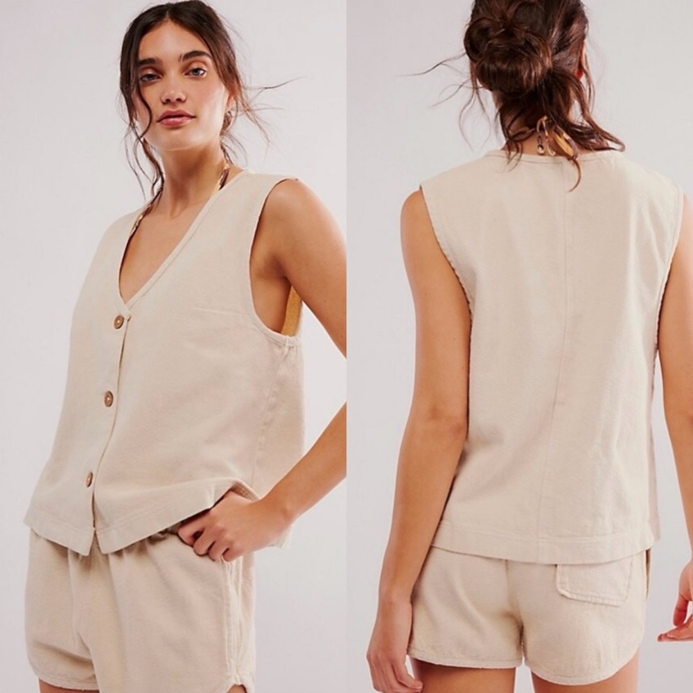 FREE PEOPLE So Fresh Vest Shorts Set NEW Cotton Small